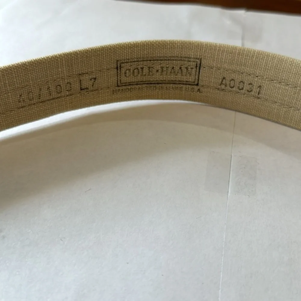 COLE HAAN‎ BROWN LEATHER BEIGE CORD BELT One Size